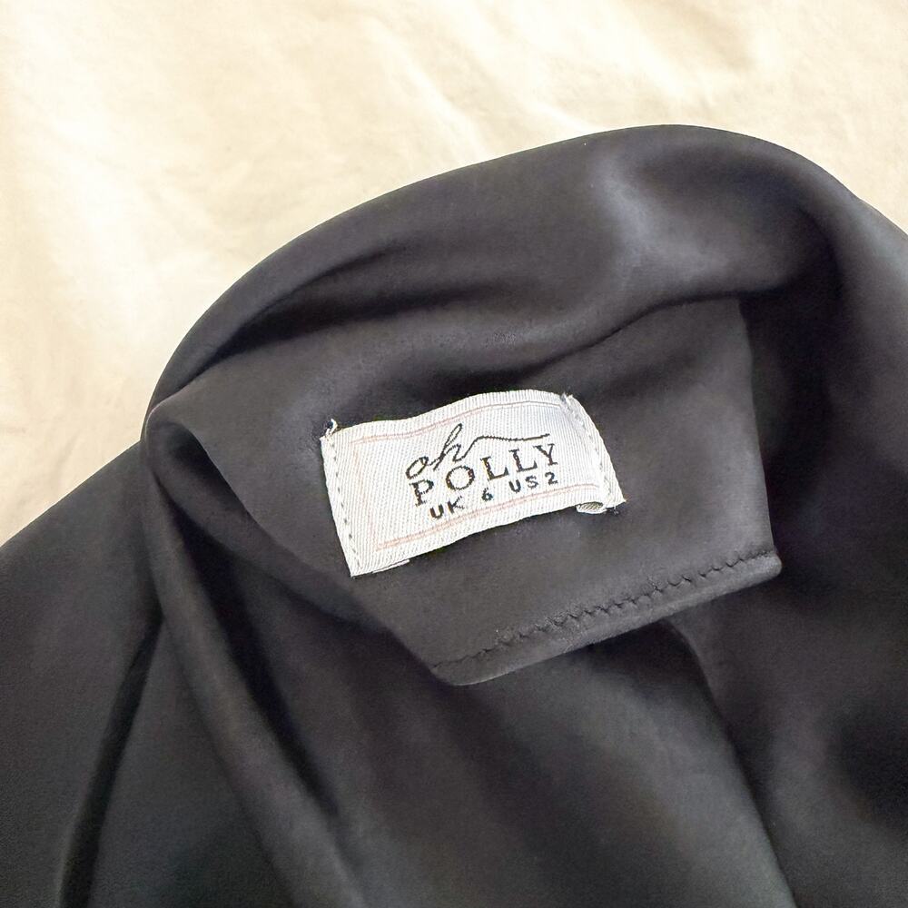 NWOT Oh Polly Black Cowl Neck Backless High Slit Maxi Dress US 2 - Picture 12 of 14